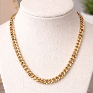 18k gold plated Cuban chain link necklace NIB